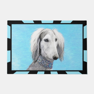 Saluki (Silver) Painting - Cute Original Dog Art Doormat