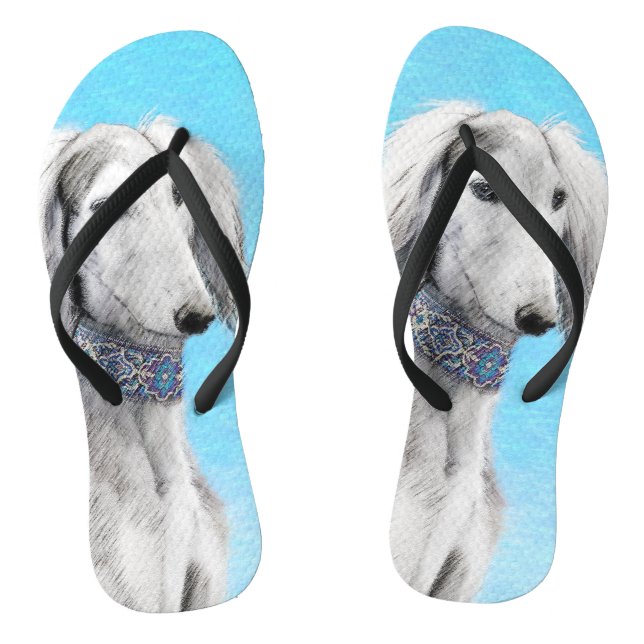 Saluki (Silver) Painting - Cute Original Dog Art Flip Flops (Footbed)