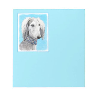 Saluki (Silver) Painting - Cute Original Dog Art Notepad