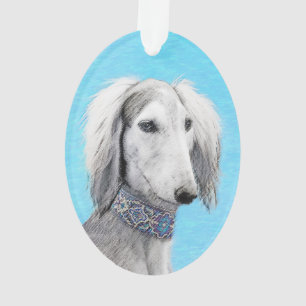 Saluki (Silver) Painting - Cute Original Dog Art Ornament