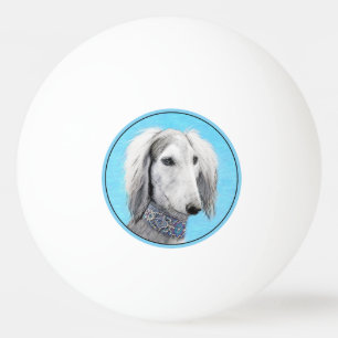 Saluki (Silver) Painting - Cute Original Dog Art Ping Pong Ball