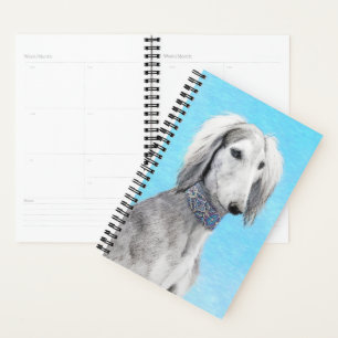 Saluki (Silver) Painting - Cute Original Dog Art Planner