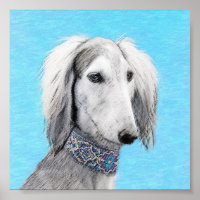 Saluki (Silver) Painting - Cute Original Dog Art