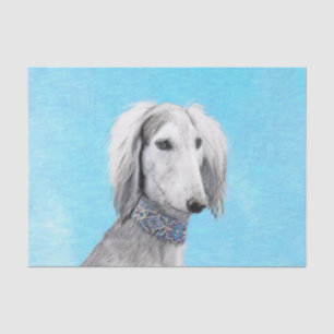 Saluki (Silver) Painting - Cute Original Dog Art Tissue Paper