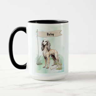 Saluki Watercolor Personalised Dog Mug