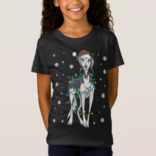 Saluki Wrapped In Christmas Lights Dog T-Shirt