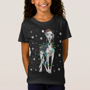 Saluki Wrapped In Christmas Lights Dog T-Shirt