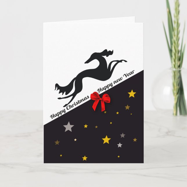 Saluki YIN Happy Christmas, Happy new year Holiday Card (Front)