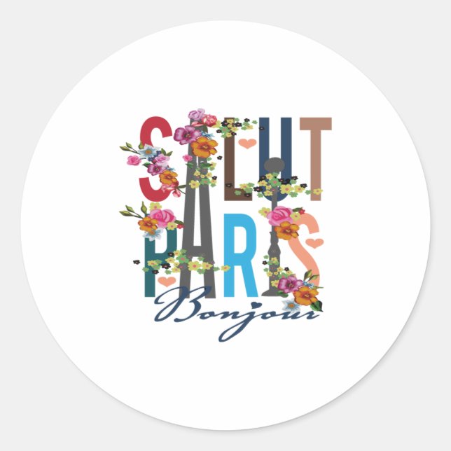 salut paris classic round sticker (Front)