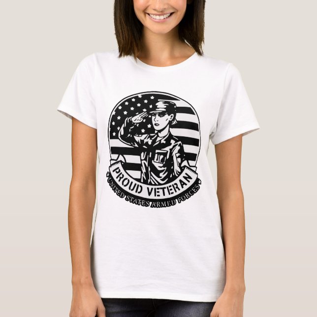Salute A Proud Female Veteran  © FB @ #  T-Shirt (Front)
