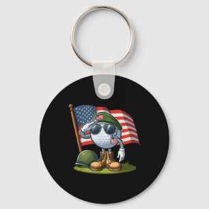 Salute Golf American Usa Flag Memorial Day 4th Of  Key Ring