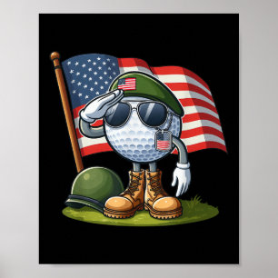 Salute Golf American Usa Flag Memorial Day 4th Of Poster
