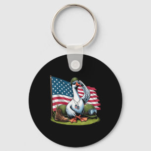Salute Goose American Usa Flag Memorial Day 4th Of Key Ring