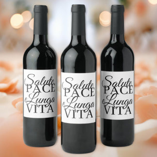 Salute, Pace, e Lunga Vita Wedding Wine Label