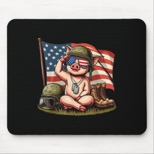 Salute Pig American Usa Flag Memorial Day 4th Of J Mouse Mat