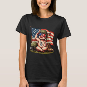 Salute Pig American Usa Flag Memorial Day 4th Of J T-Shirt