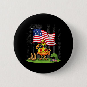 Salute Pizza American USA Flag Memorial Day 4th of 6 Cm Round Badge