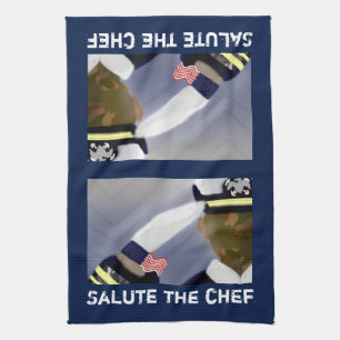 Salute the Chef Veteran Blue Tea Towel