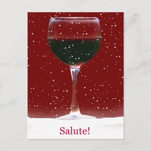 Salute Wine Snow Cheers Happy Holiday Postcard (Front)