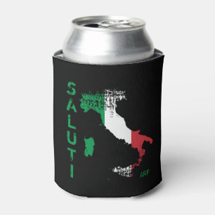 *~* Saluti Map of Italy Italia Italian Language Can Cooler