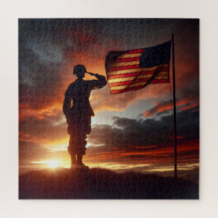 Saluting American Soldier  Jigsaw Puzzle