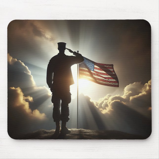 Saluting American Soldier  Mouse Mat (Front)