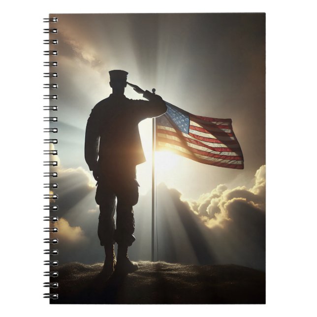 Saluting American Soldier  Notebook (Front)