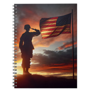 Saluting American Soldier Notebook