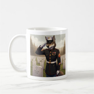 Saluting Marine Corps Wolf Coffee Mug