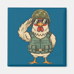 Saluting Soldier Chicken Military Rooster Army For Magnet