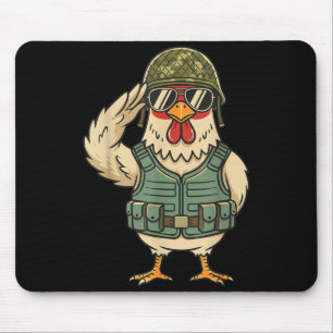 Saluting Soldier Chicken Military Rooster Army For Mouse Mat