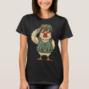 Saluting Soldier Chicken Military Rooster Army For T-Shirt
