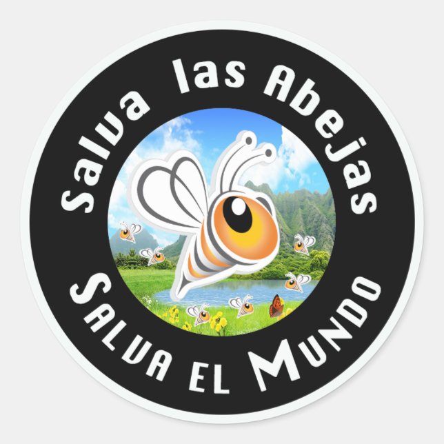 Salva las Abejas Salva el Mundi Classic Round Sticker (Front)