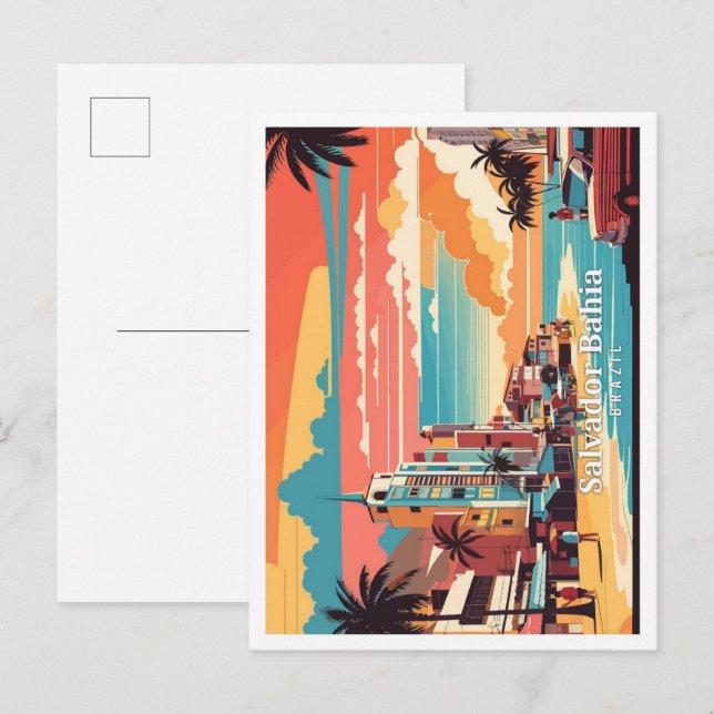 Salvador Bahia Brazil Pop Art Travel Illustration Postcard (Front/Back)