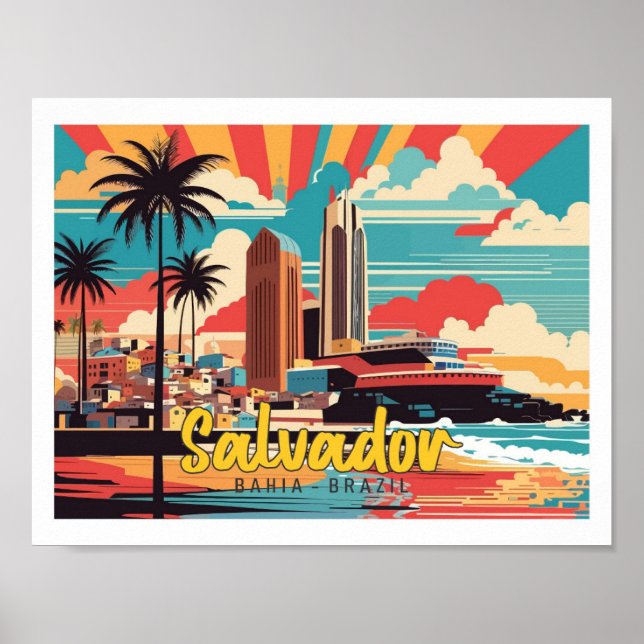 Salvador Bahia Brazil Pop Art Travel Illustration Poster (Front)