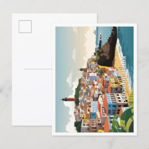 Salvador Bahia Brazil Vintage Travel Illustration Postcard