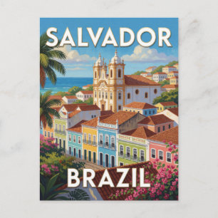 Salvador Brazil Colourful Bahia Heritage Postcard