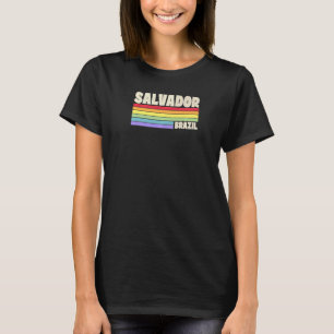 Salvador Brazil Rainbow Gay Pride Merch Retro 70s  T-Shirt