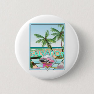 Salvador Brazil vintage style travel poster. 6 Cm Round Badge