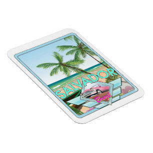 Salvador Brazil vintage style travel poster. Magnet