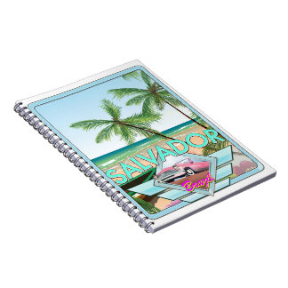Salvador Brazil vintage style travel poster. Notebook