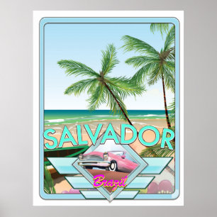 Salvador Brazil vintage style travel poster. Poster