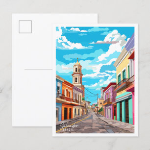 Salvador Brazil vintage travel illustration Postcard