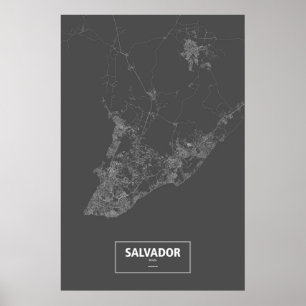 Salvador, Brazil (white on black) Poster