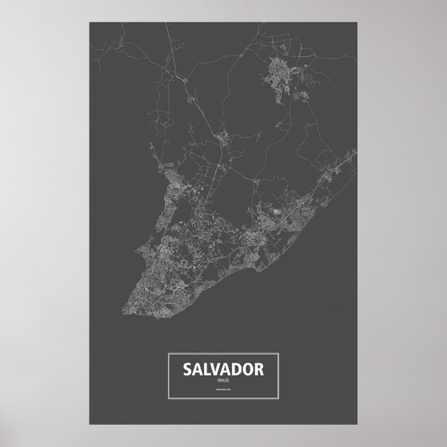 Salvador, Brazil (white on black) Poster (Front)