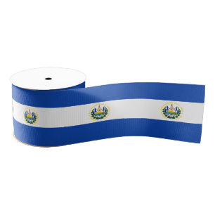 Salvador Flag & El Salvador travel, holiday/sports Grosgrain Ribbon