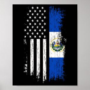 Salvadoran America Flag - El Salvador Usa Shirt  Poster