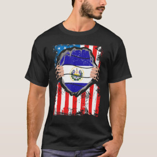 Salvadoran American Grown Patriot El Salvador Flag T-Shirt
