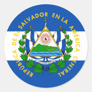 Salvadoran Flag & Coat of Arms, El Salvador Classic Round Sticker