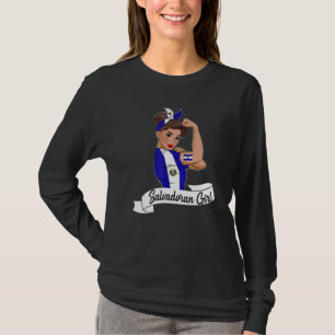 Salvadoran Girl Women Mum Flag DNA El Salvador Sal T-Shirt